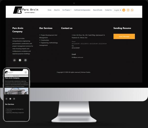 Pars Arvin Company Website